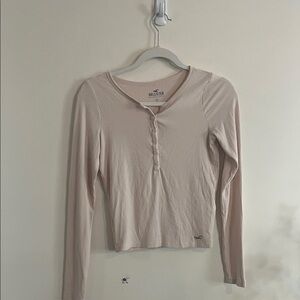 Hollister Must-Have Collections Ribbed Henley Long Sleeve Viscose Cream‎ Bella M